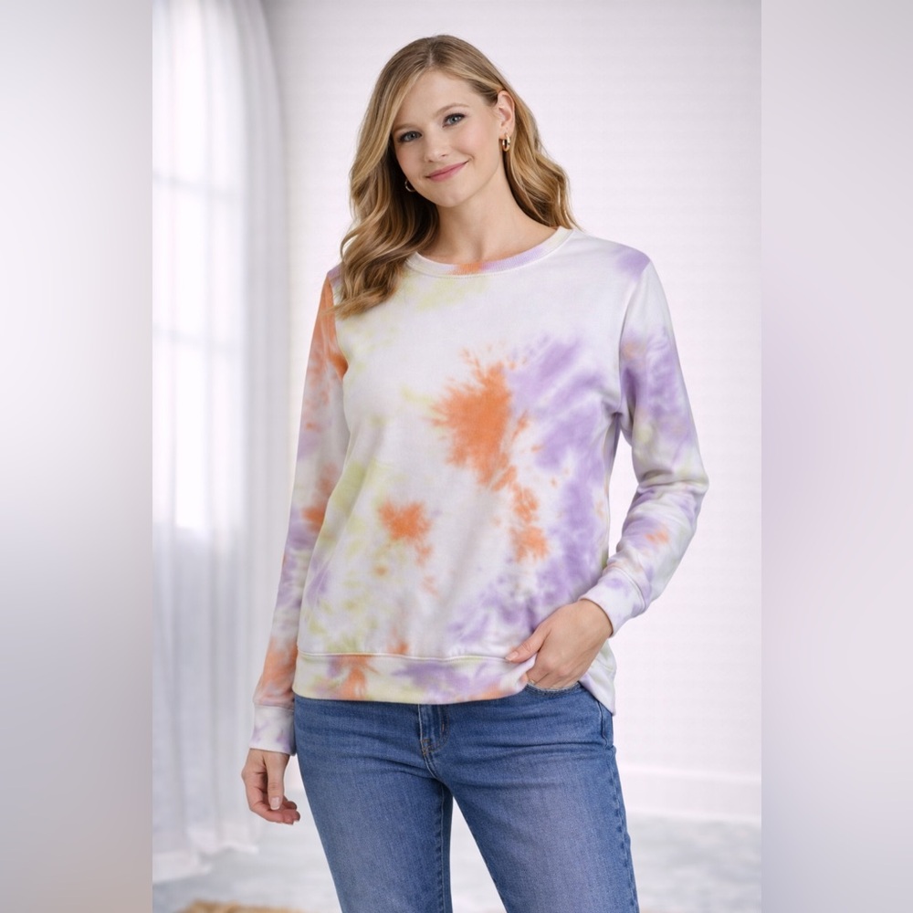 Wildfox Tie-Dye Rory Women's long sleeve sweatshirt Top in Sherbet - Small